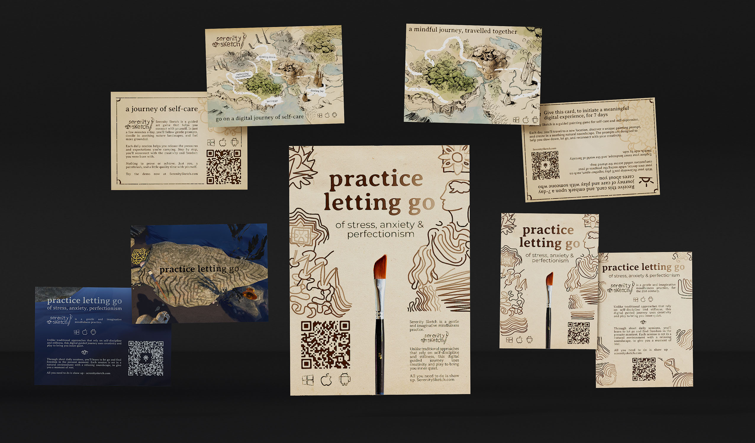 Serenity Sketch Mindfulness Game Flyers